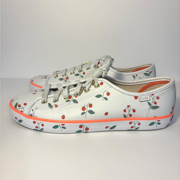 Keds x Rifle Paper Co Kickstart Leather Strawberry SZ 10 EUC - Picture 3 of 11